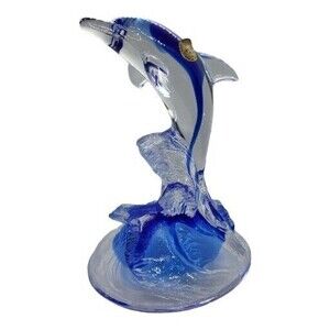 Dolphin Figurine 5 1/2" Genuine Crystal  by Cristal D'Arques Blue France IOB